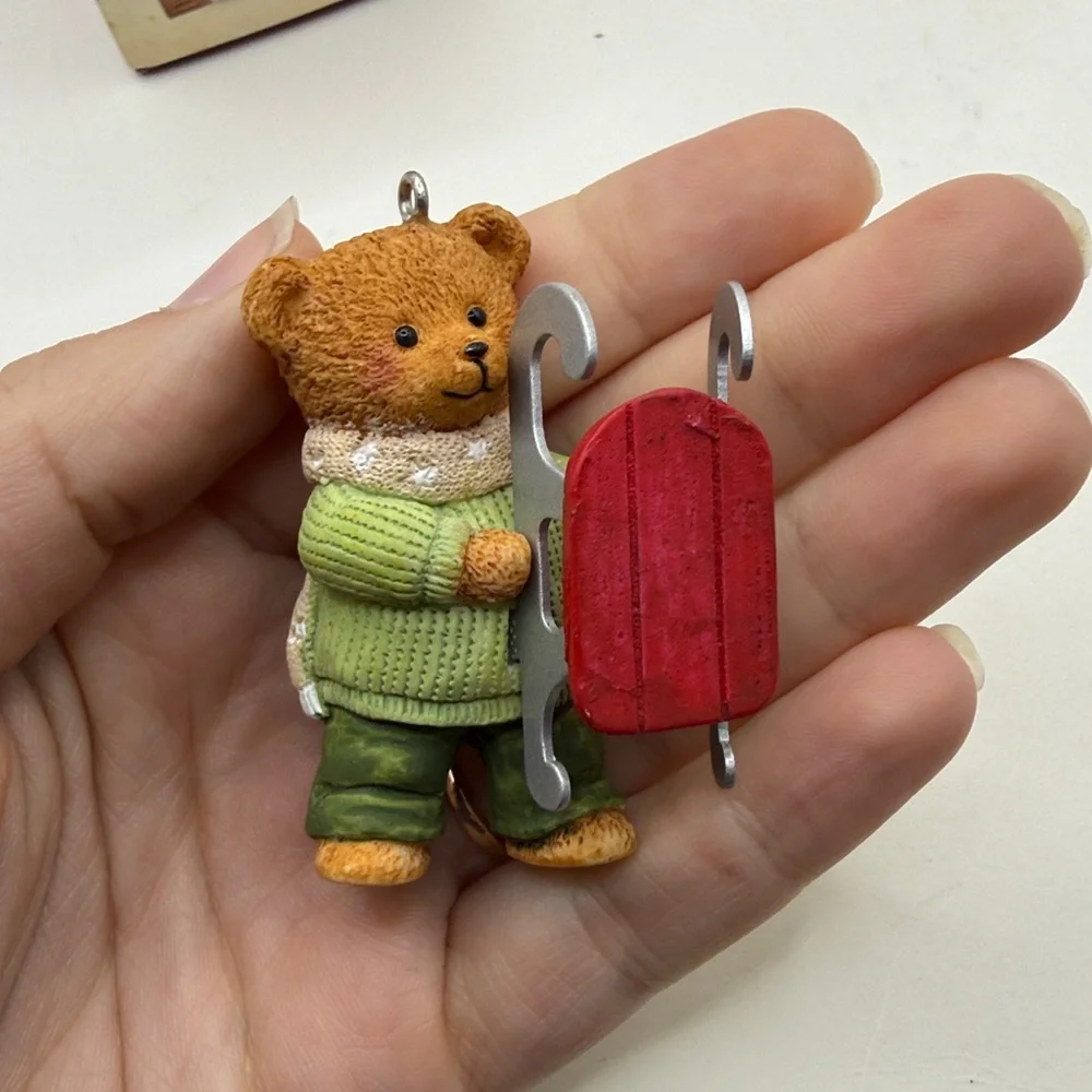 Vintage Hallmark Christmas Ornament Dexter Next Bear Sled Snow Cub Collectible
